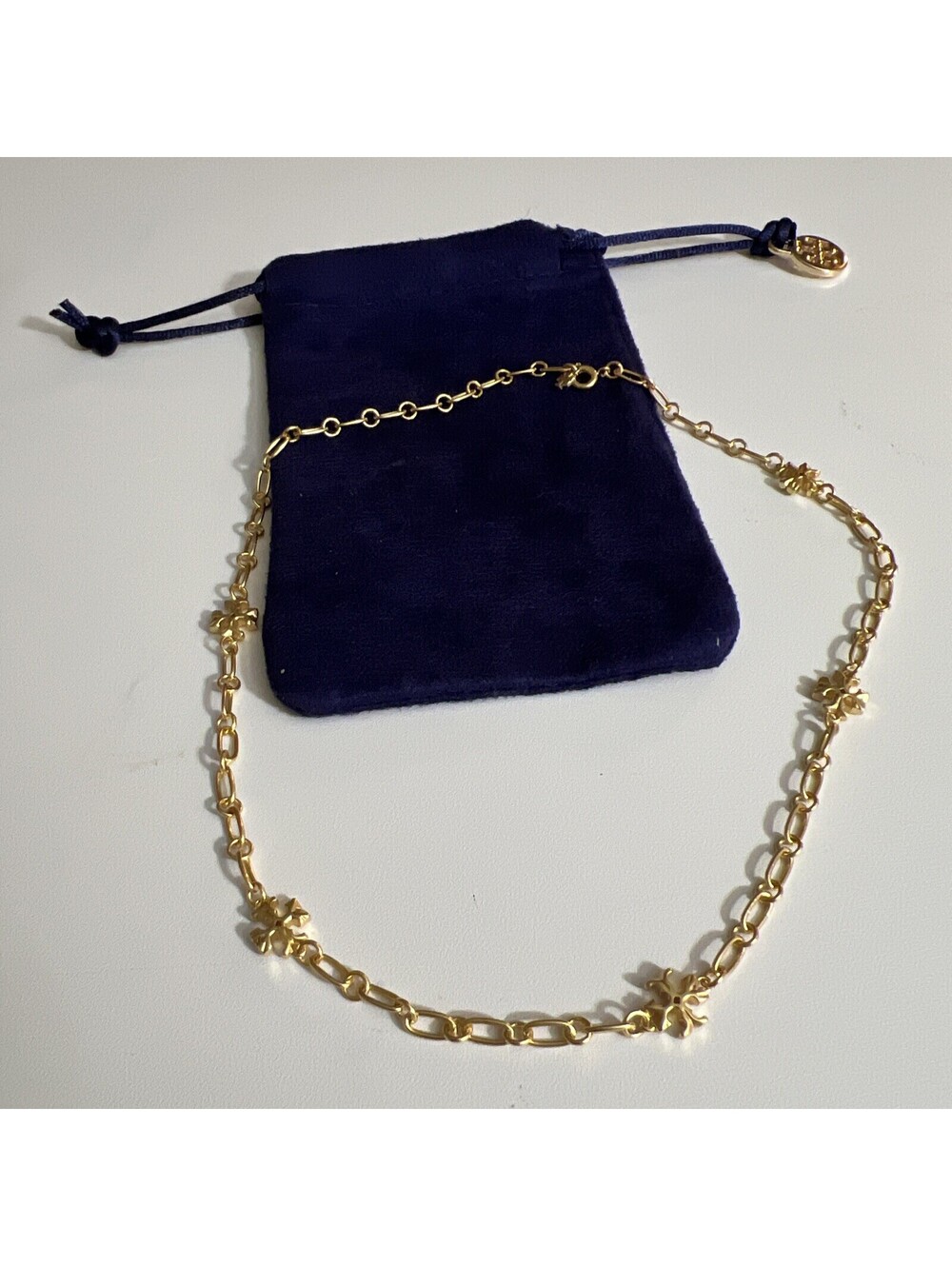 TORY BURCH Roxanne Chain Logo Necklace GOLD